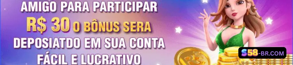 Banner de promoções S58 com bônus e rodadas grátis